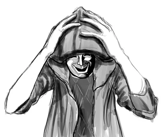 Man Behind a Happy Mask