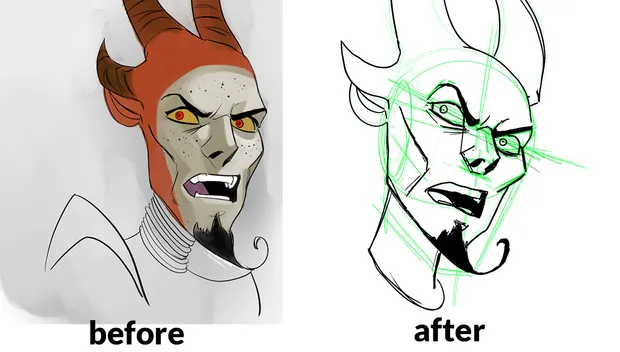 Redrew Portrait Study - Fixing Perspective Issues