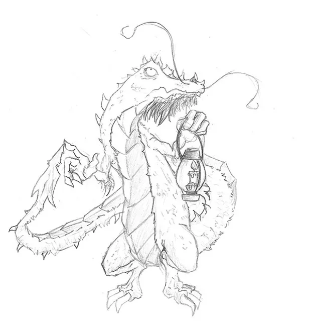 A small dragon character