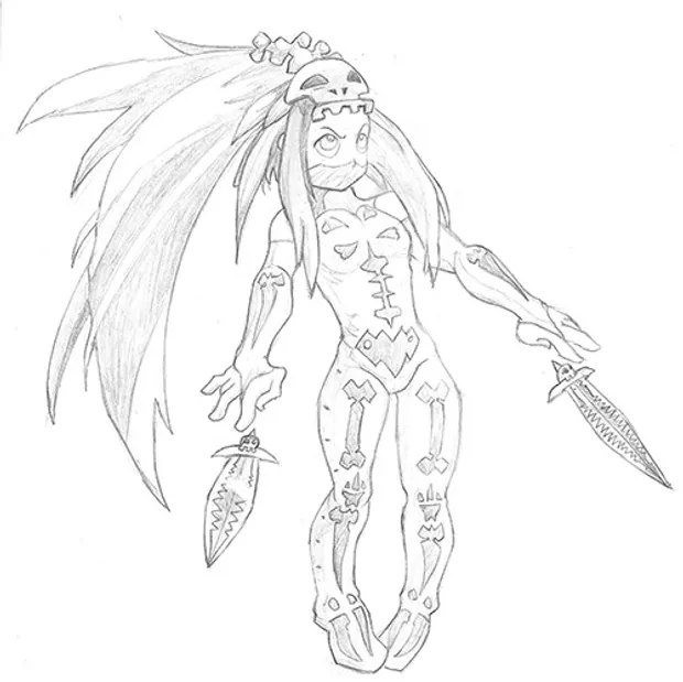 Sramette from Dofus/Wakfu. Copied from official concept art.