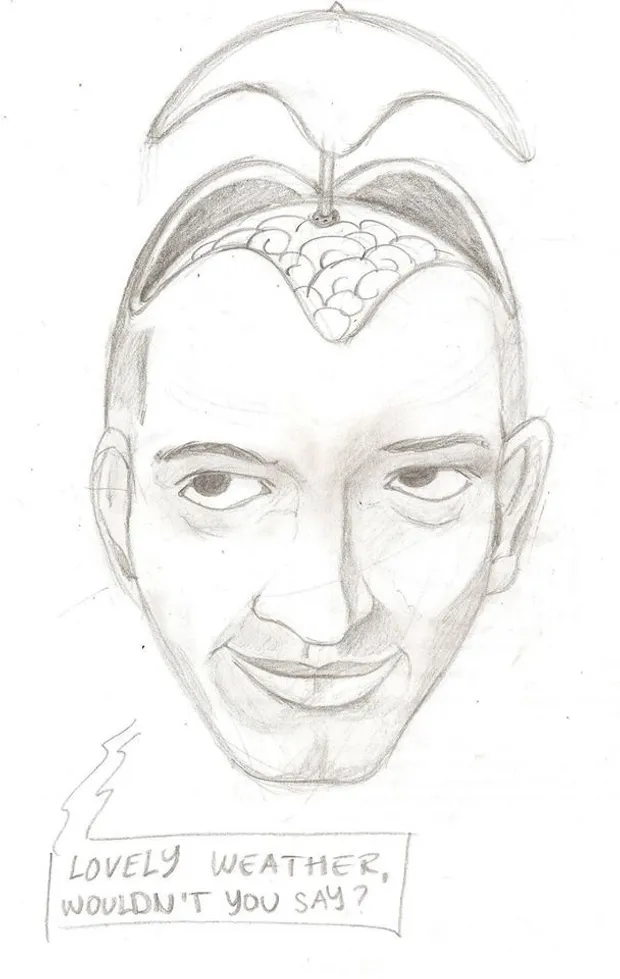 Skull Umbrella in the Rain