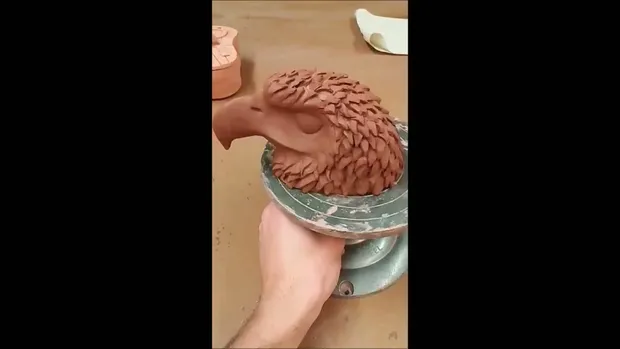 Eagle clay sculpture